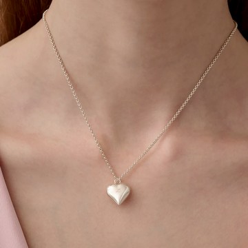 LESIS｜Floating Heart Necklace 銀色澎澎心短鍊