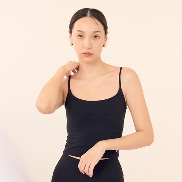 低強度親膚細肩帶運動背心-Black