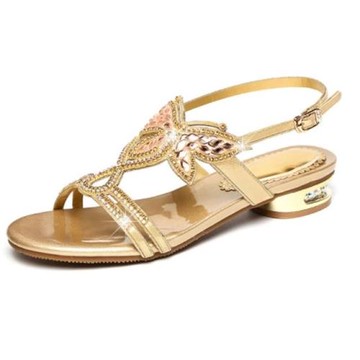 【Sp house】夏日焦點水鑽水晶高跟涼鞋(3色可選)