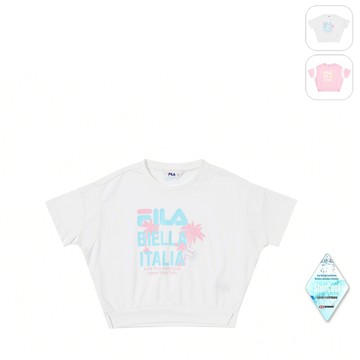 【FILA】KIDS 女童款 涼感圓領短袖上衣-白色 5TEY-4326-WT