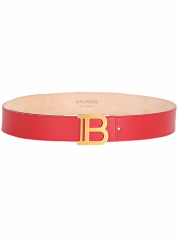Balmain - B-Belt logo-buckle leather belt - women - Calf Leather - 85 - Red