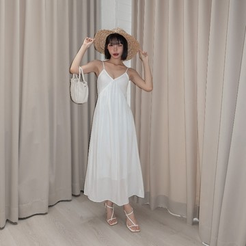 【Aa.chic】夏日渡假V領細肩長洋(兩色).女裝/連身/細肩/長洋/渡假/夏天/海島/實拍【C161262】
