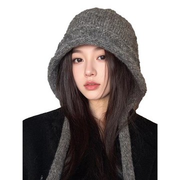 大頭圍針織帽子女款2025新款冬保暖護耳綁帶毛線帽顯臉小韓系百搭