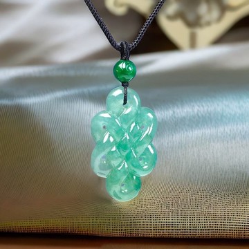 冰綠翡翠吉祥如意結吊飾 | 天然緬甸玉翡翠A貨 | 送禮