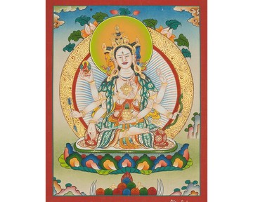 白尊勝佛母唐卡－手繪藏傳佛教藝術品