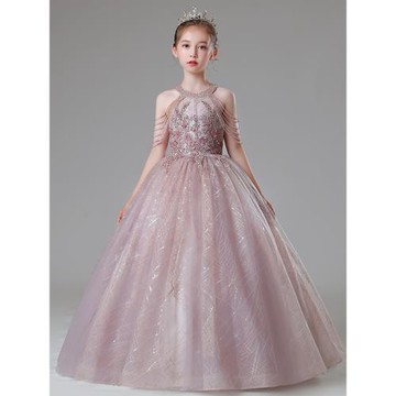 兒童禮服高端女童公主裙生日小主持人晚禮服走秀鋼琴演出服裝洋氣