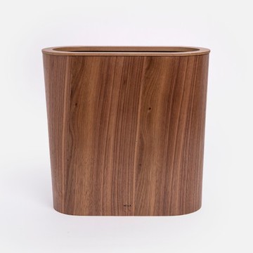 查莉木紋垃圾桶10L 橢圓胡桃