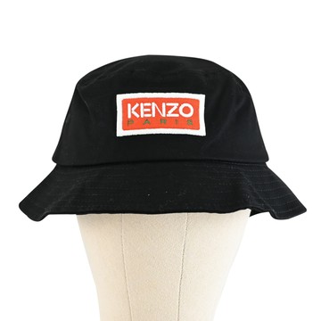 KENZO 5AC714 品牌電繡LOGO漁夫帽/遮陽帽.黑