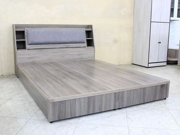 歐風別館洛基五尺灰橡色雙人床頭箱+六分床底附插座~基隆至台中免運費