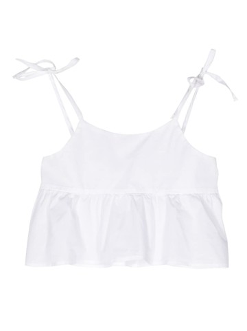 Aspesi Kids - tie-shoulder peplum top - kids - Elastane/Cotton - 12 yrs - White