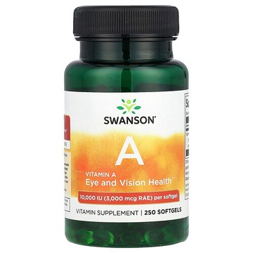 Swanson Vitamins, 維生素 A，10,000 國際單位（3000 微克 RAE），250 粒軟凝膠