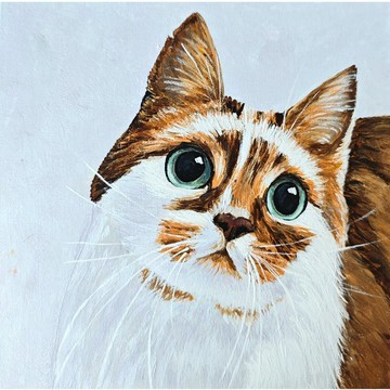 蓬鬆薑黃色貓咪肖像原創寫實藝術貓咪愛好者禮物  作者 RinaArtSK