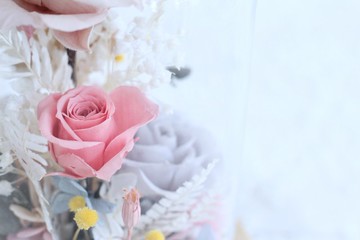 Fl0275-02 永生花玻璃罩-奶茶粉