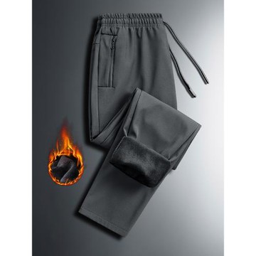 保暖又顯瘦休閑褲冬季加絨褲子男外穿女加厚直筒褲大碼運動褲男款