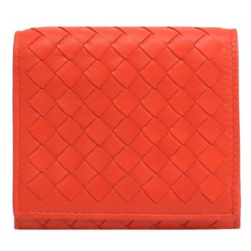 BOTTEGA VENETA 533451 編織羊皮扣式零錢短夾.熔岩紅