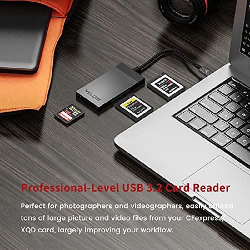 VELOGK 3-in-1 CFexpress/XQD/SDカードリーダー USB C デュアル