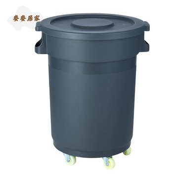 【台灣公司 可打統編】免運 垃圾桶 商用垃圾桶 灰色大號圓形垃圾桶戶外大容量環衛桶餐廚商用垃圾桶帶輪子圓桶 可開發票 全館五折 工廠現貨直銷 新品特價 m9201