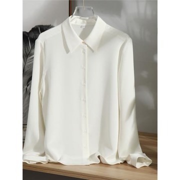 30姆米重縐大碼真絲襯衫女通勤長袖寬松簡約桑蠶絲襯衣不透可定制