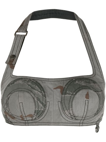 Marine Serre - Regenerated camouflage-print bustier top - women - Polyester/Cotton - M - Grey