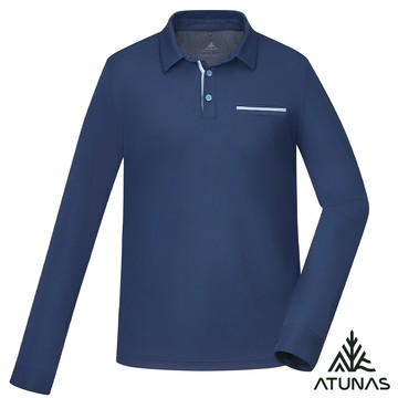 【ATUNAS 歐都納】男款POLARTEC POWER DRY長袖POLO衫A1PSGZ01M藏青