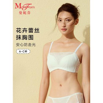曼妮芬抹胸內衣性感時尚蕾絲防走光女士無鋼圈聚攏文胸20812283