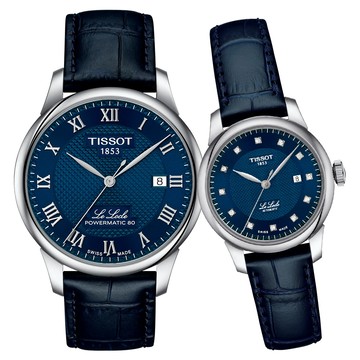 TISSOT 天梭 LELOCLE 力洛克動力儲存機械對錶/藍 (T0064071604300+T0062071604600)