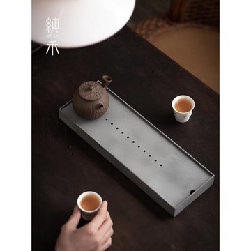 中式復古高級灰吸水茶盤干泡臺小型儲水式茶托盤茶承小茶臺茶具