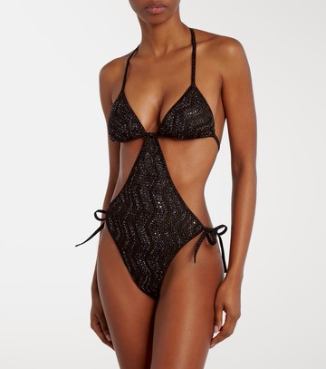 Missoni Wave halterneck lamé swimsuit