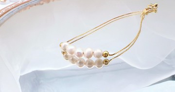 | 天然淡水珍珠 | 蛇骨之戀 純銀鍍金 超細緻可調式手鍊項鍊 禮盒