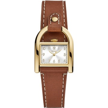 FOSSIL Harwell 馬鞍造型 棕色皮帶時尚女錶-ES5264