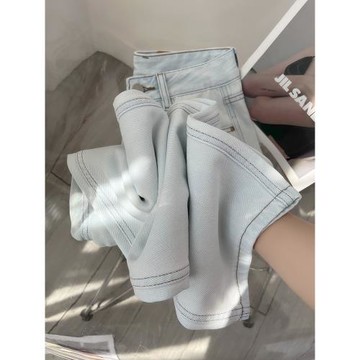 淺色萊賽爾天絲牛仔褲女2025夏季新款窄版寬松直筒拖地垂感闊腿褲