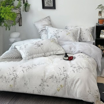 床包被套組(鋪棉兩用被套)-雙人加大/40支/ 萊賽爾天絲四件式 / 花庭清語 台灣製