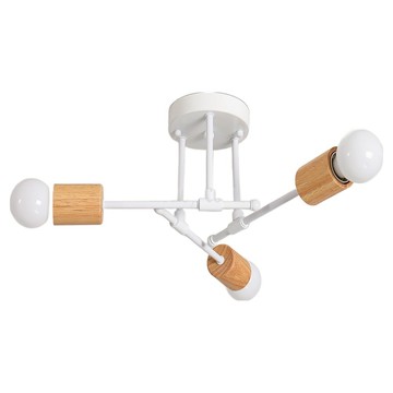 Honey Comb 北歐風橡木三燈臥室半吸頂燈 簡約時尚 溫暖光芒 節省空間  1入