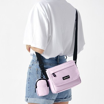ADDEDIT 旅行用迷你斜背郵差包  19.5 x 15 x 6cm  淺紫色