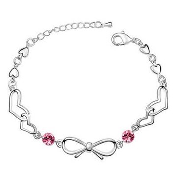 現貨+預購 925純銀手鍊 水晶銀飾-心連心時尚母親節生日情人節禮物女飾品5色73az19【獨家進口】【米蘭精品】