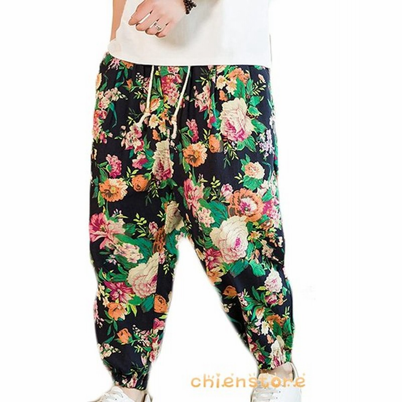 花柄 サルエルパンツ メンズ リネン ワイドパンツ 薄手 大きいサイズ M 5xl ゆったり バギー 通気 ロング アラジンパンツ 夏用 通販 Lineポイント最大0 5 Get Lineショッピング