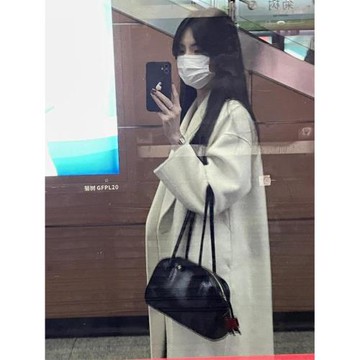 燕麥色雙面羊絨大衣女2024秋冬新款韓系高級感氣質休閑羊毛呢外套