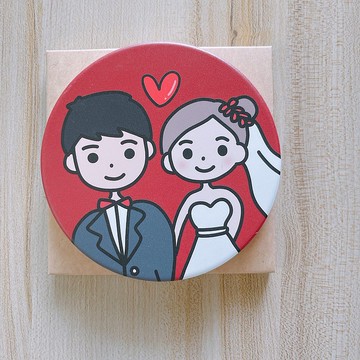 婚禮 新郎 新娘 圓形 吸水杯墊 新婚禮物