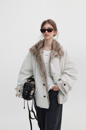 浪漫暮夜  / 環保皮草夾克羽絨服 / 90白鴨絨