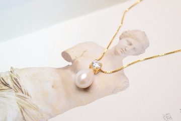 【經典四爪】水滴珍珠頸鍊 天然淡水珍珠 鋯石 全925純銀 (銀/金)