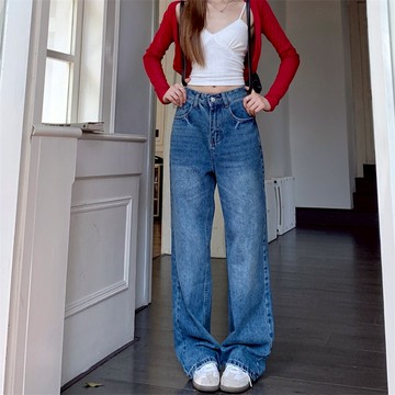 【太妮絲SA06】現貨 韓系 超好看刷色 牛仔藍 牛仔長褲 直筒褲 高腰 刷藍寬褲 復古牛仔褲 長腿版型 厚磅女神比例褲