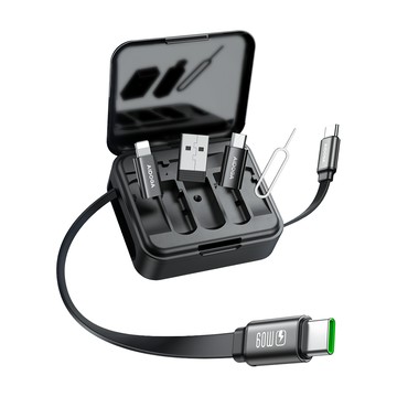 AIDOGA 艾迪伽 GoBox系列 多功能伸縮收納收納盒 快充充電線/傳輸線/轉接頭/轉接器  100cm  黑色  1個