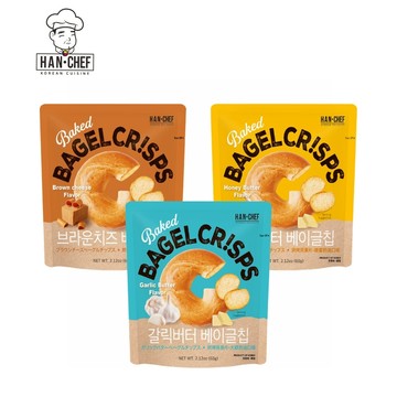 【HAN CHEF 韓廚】烘烤貝果片 (蜂蜜奶油/大蒜奶油/焦糖起司) 60g (效期20270416起)