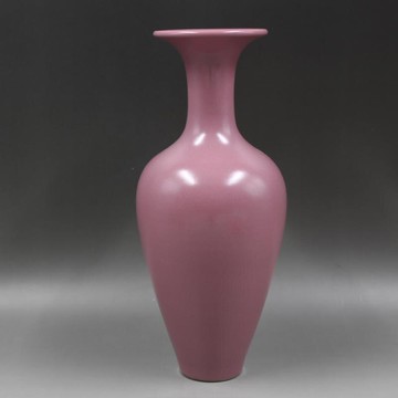 大清雍正年制胭脂紅釉觀音瓶手工仿古瓷器家居裝飾擺件古董古玩1入