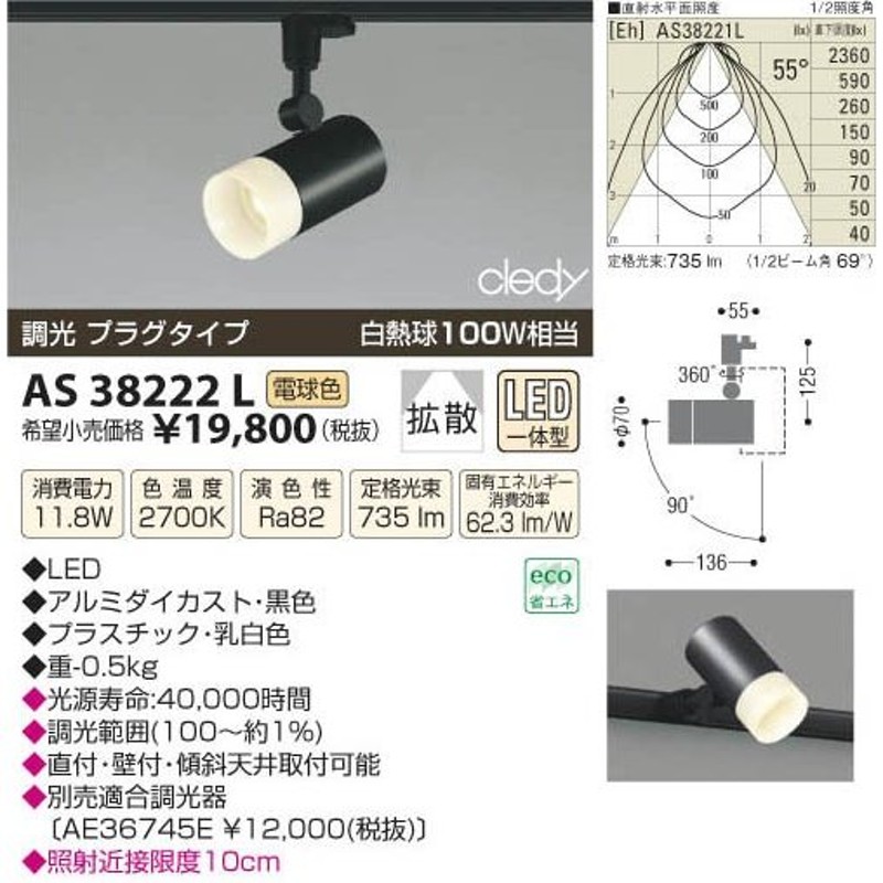 オンラインショップ KOIZUMI LEDダクトレール用スポットライト コイズミ照明 AS43965L ライト・照明器具