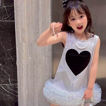 【Arbea】女童裙子愛心無袖蓬蓬裙洋裝公主裙夏裝新款童裝【C943】