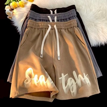 M-8XL 字母印花棉褲 透氣五分褲 男生短褲 運動鬆緊抽繩短褲五分褲 工作短褲 休閒褲 運動短褲 短褲男 （XK60）