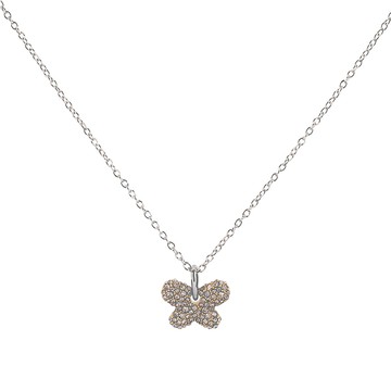 COACH Pave 金色水鑽蝴蝶造型項鍊(銀鍊) CT091 SLV