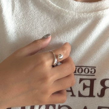 長期主義【100% 純銀戒指】水滴圓球 muroom 簡單裡帶點設計 純銀戒指 [A14]