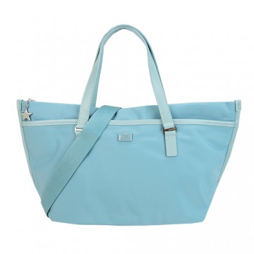 agnes b.壓克力皮革飾邊兩用包{小-天藍}